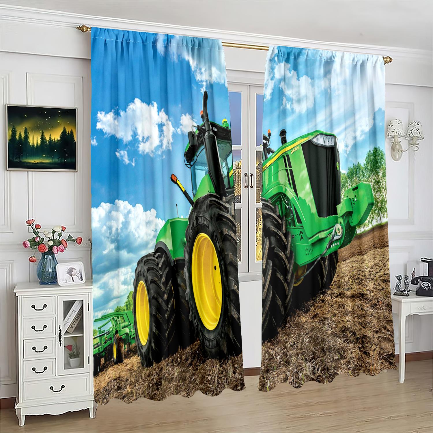 

2 шт. - мультяшный бульдозер - занавеска с принтом - материал полиэстер - подходит для спальни, гостиной, кабинета, занавеска для уединения 30inchx65inchx2Pcs