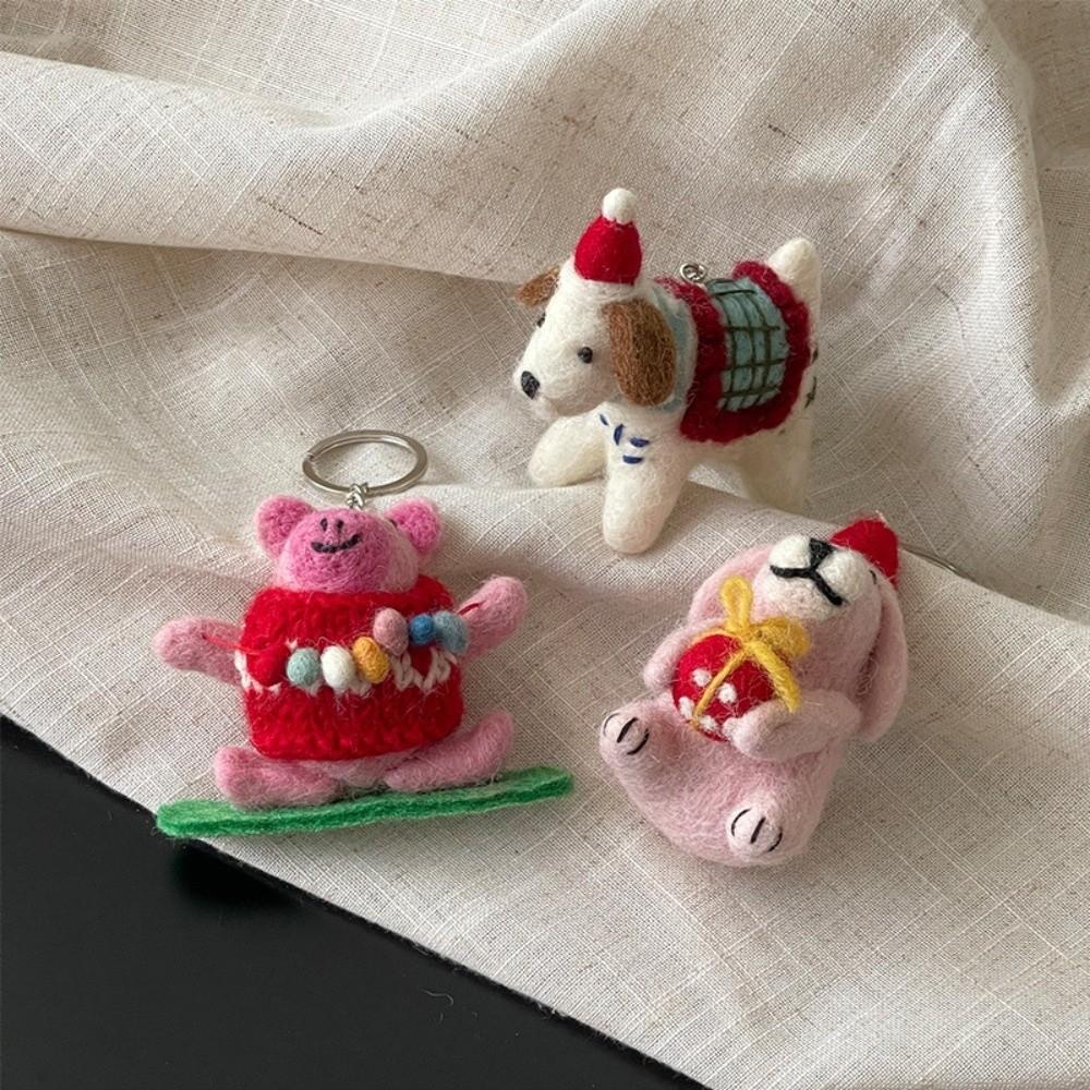 Mouse King Nepal Felt Keyring Mushroom Umbrella Fairy Tale Style Keychain Car Key Pendant