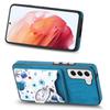 E4 for Samsung Galaxy S21 FE 5G Case Kickstand Leather Coated TPU Pattern Back Cover