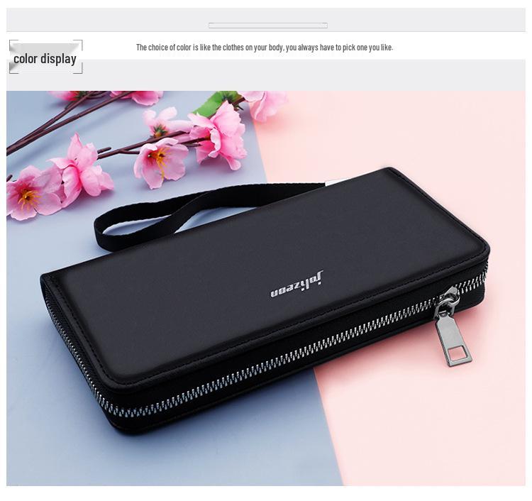 Men's Large Capacity Long Zipper Wallet Wristlet Clutch and Phone Bag