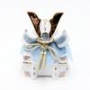 Osaka Choseido May Doll Helmet Compact Mini Day Success White and with Black Screen Ornament, Helmet, Boys' Ceremony, Ceramic, Helmet, Indigo,