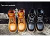 Unisex Carter Martin Leather Work Boots - British Style, High-Top, Yellow, Short Ankle Boots for Autumn and Winter.