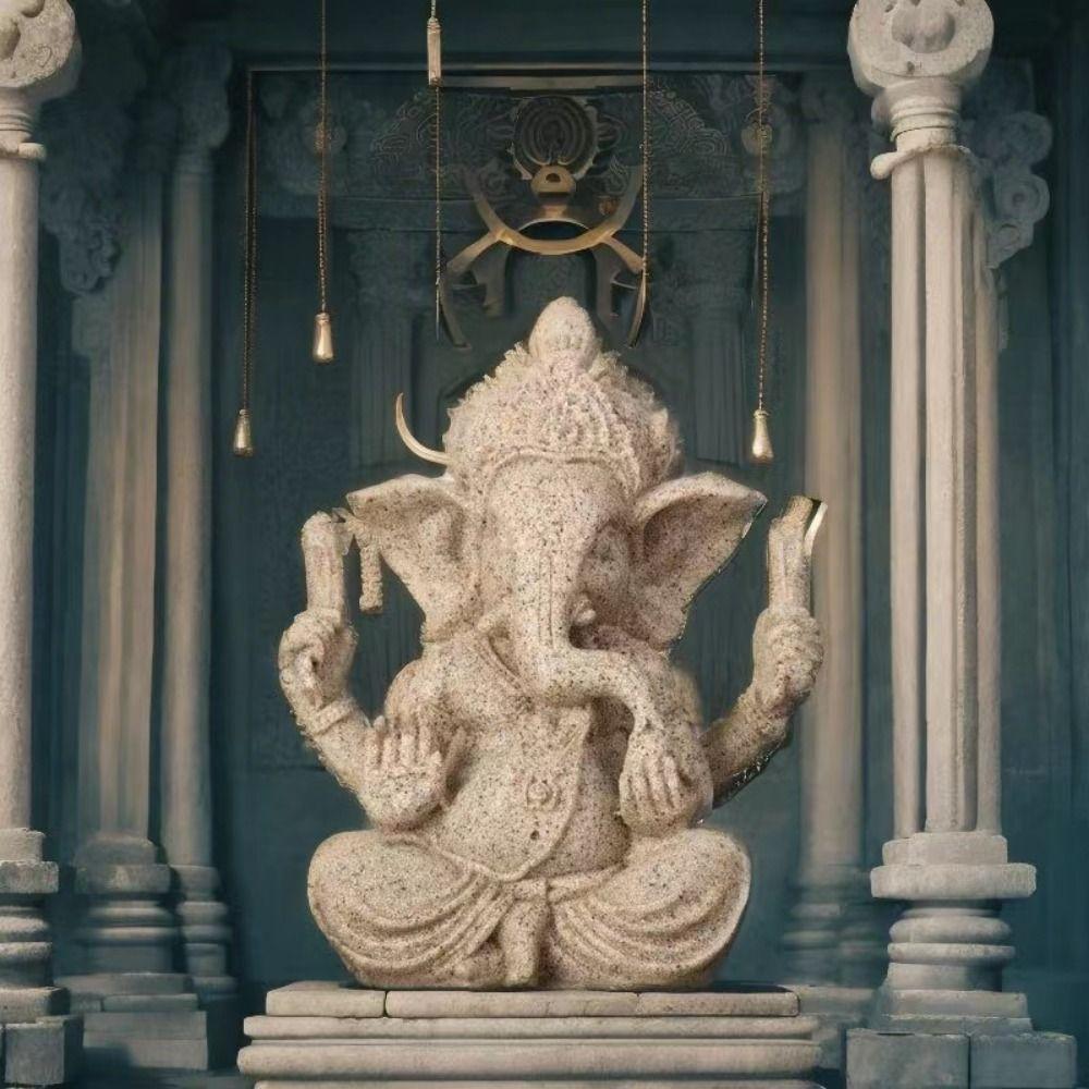 Elefantenfigur Sandstein Ganesha Sitzend Meditation Buddha Elefantenstatue Innen