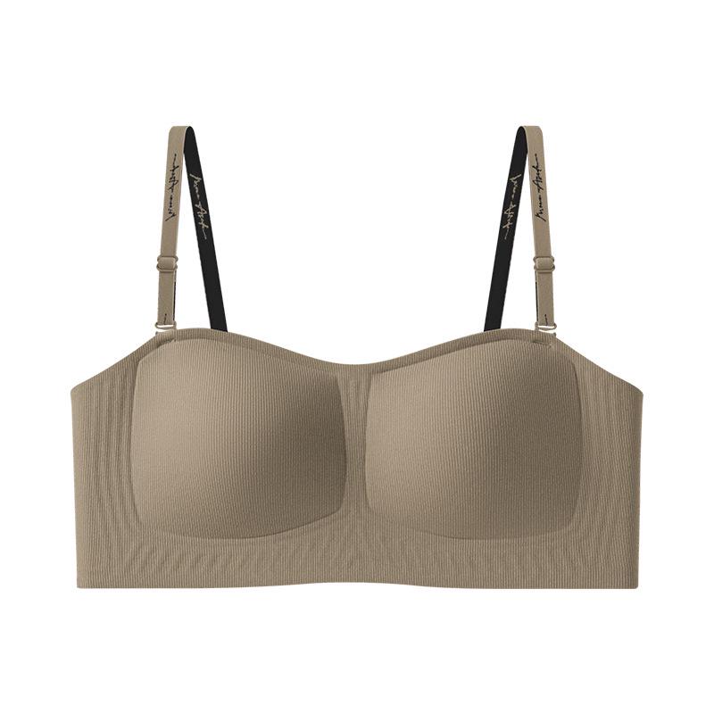 Seamless Wire-Free Bandeau Bra with Detachable Straps, Anti-Slip & Anti-Sagging Features, Side Support, Fixed Cups for Women.