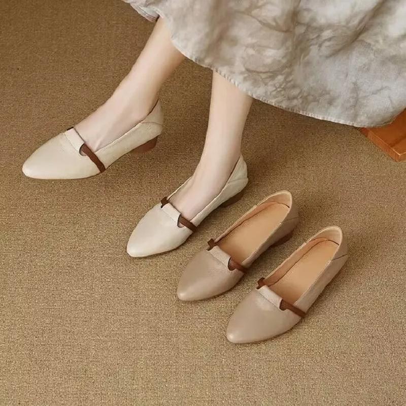 Fashion Women Cute Sweet Light Weight Brown Slip On Square Heel Shoes Lady Casual Comfort Spring Elegant Beautiful High Pumps E1237
