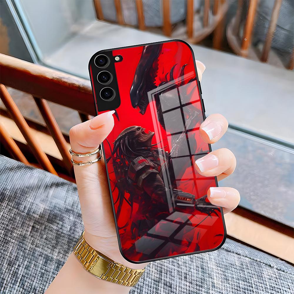 

Чехол для телефона A-Alien Xenomorph для Samsung S26 S25 Plus S20 S20 Plus S22 Ultra S23 FE S21 Plus S21 Ultra Стеклянная крышка Samsung S24 Plus