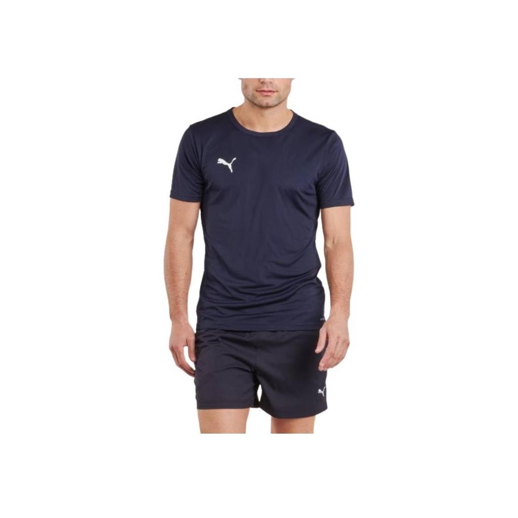 Puma Logo Round Neck Short Sleeve T-Shirt Men Tops Navy-Blue 706132-06