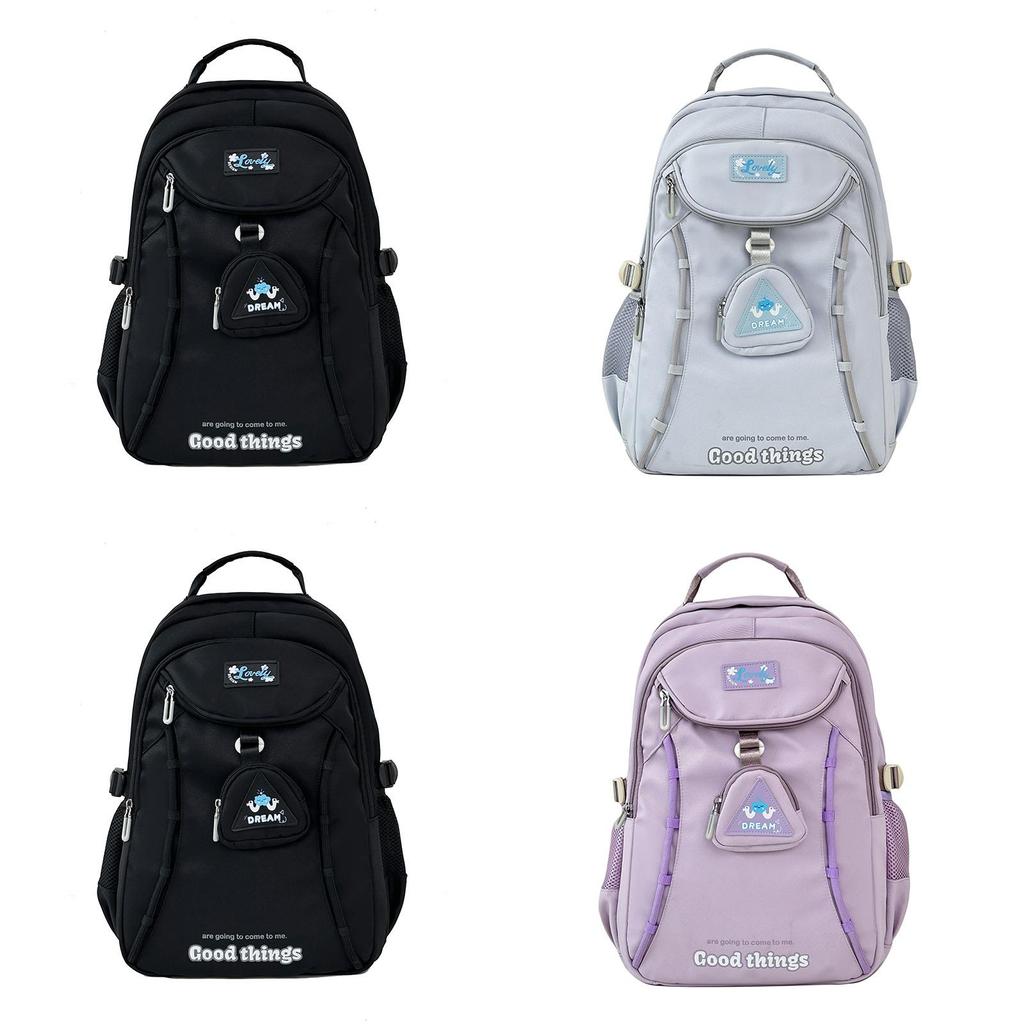 Cute Minimalist Nylon School Backpack With Letter Print For Teens And College Students
