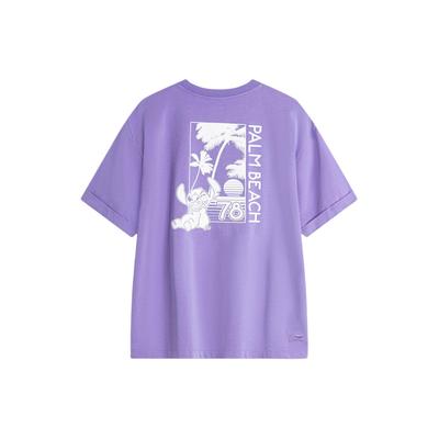 Li Ning X Disney Rundhals-Pullover Gestricktes Sportliches Freizeit-Kurzarm-T-Shirt Damen Tops Helllila ATSU166-1