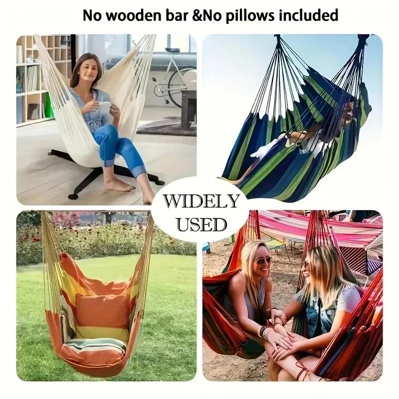 Swing Chair Portable Swing Hanging Chair Outdoor Colorful Striped Canvas Hammock Chair Durable Indoor/Camping Hanging Chair