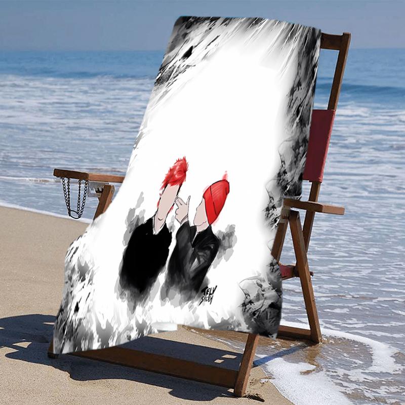 Beweis Strandtuch mit einem Tyler Joseph und Josh Dun Muster - weich, saugfähig, schnelltrocknend, maschinenwaschbar - perfekt zum Schwimmen, Camping, Baden