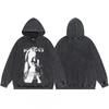 Mens Oversized Hooded Sweatshirt With Washed Distressed Look Cotton Heavyweight Long Sleeve Streetwear Cleanfit Style