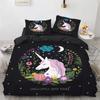 Cartoon Unicorn Duvet Cover Floral Bedding Set Microfiber Flying Horse Comforter Cover Full Queen For Boys Girls Bedroom Decor