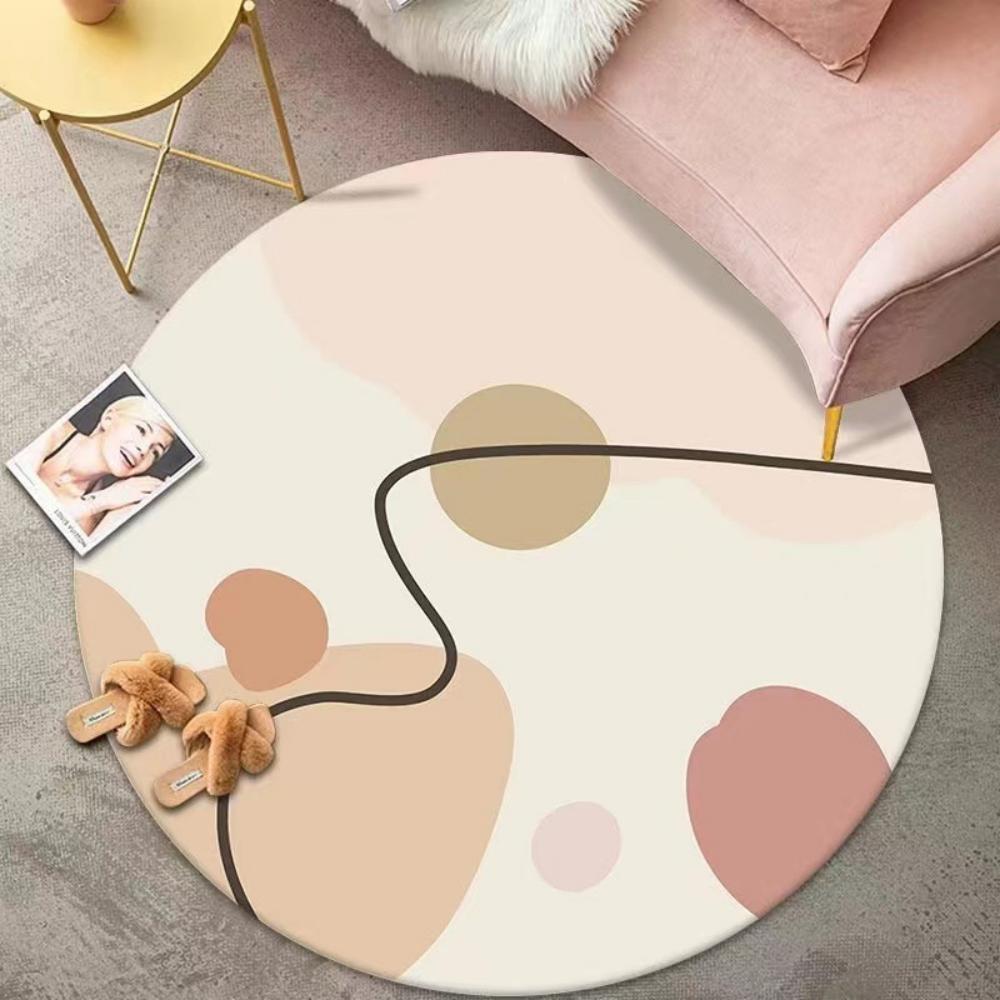 Crystal Velvet Simple Round Living Room rug Bed Blanket Bed Mirror Front Blanket