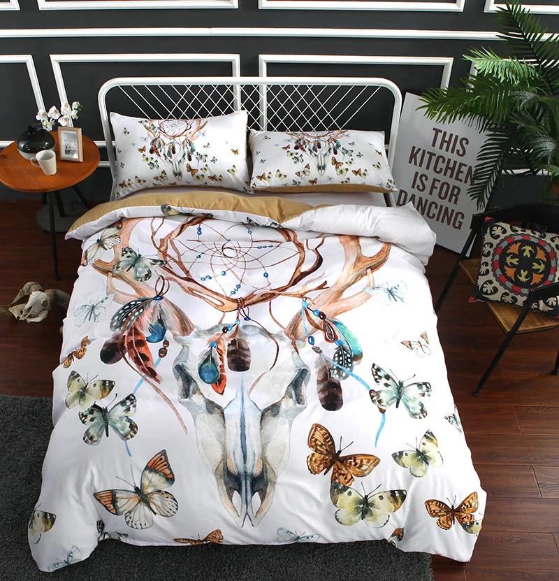 Single Double Bohemian Feather Duvet Cover Wiht Pillow Cases King Size Dream Catcher Bedding Sets Comforter Cover Set Boho 3d