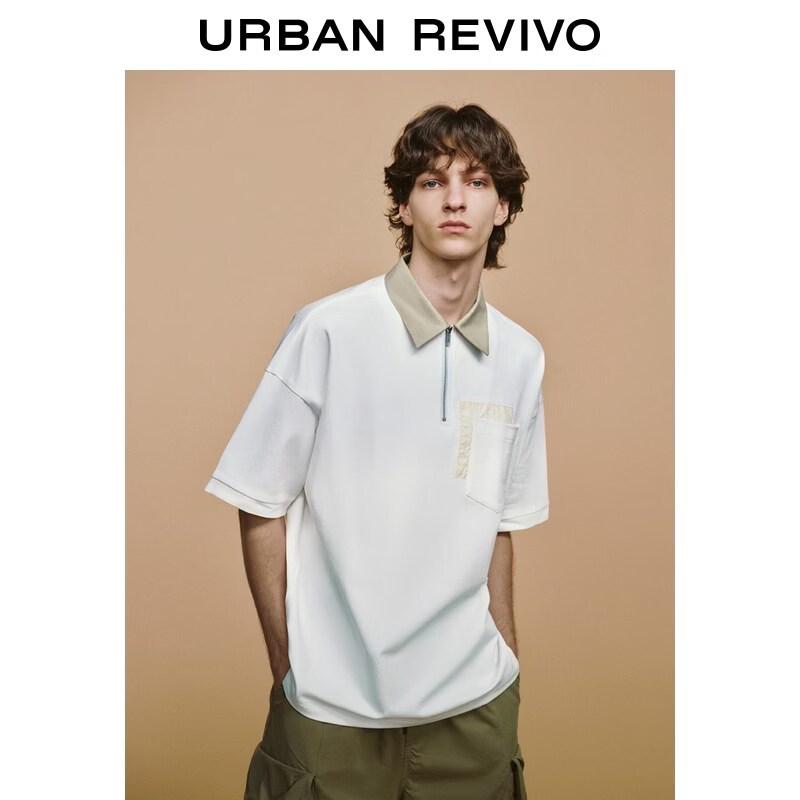 

UR2026 Men s Colorblock Loose Half-Zip Polo Shirt S