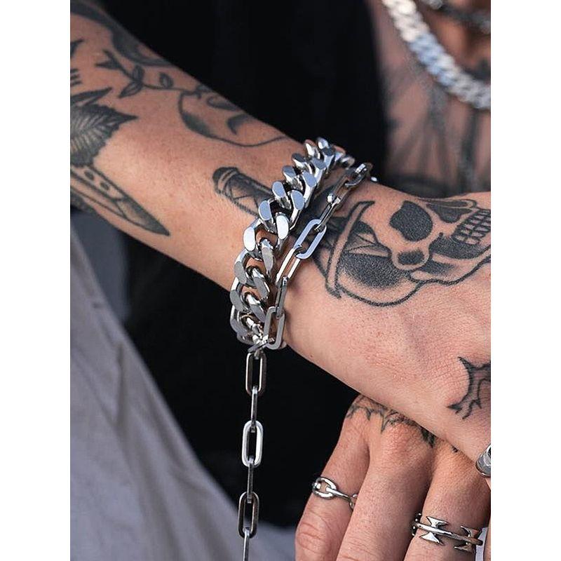 INS Titanium Steel Square Men Cuban Hip Hop Bracelet