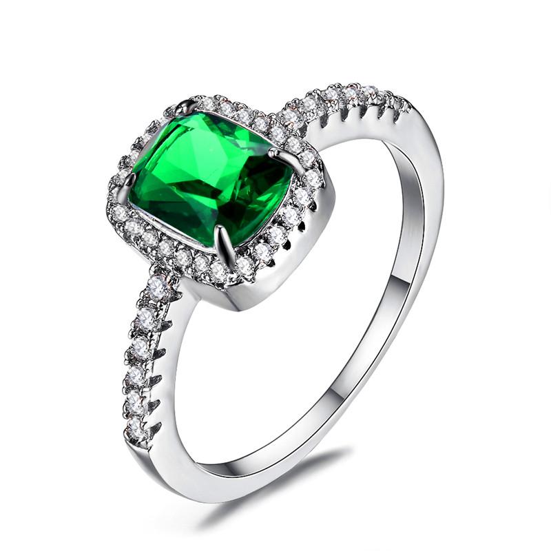 Bague de Luxe Femme Fille Grosse Pierre de Cristal CZ Couleur Blanc Bleu Violet Vert Alliances Pour Femmes