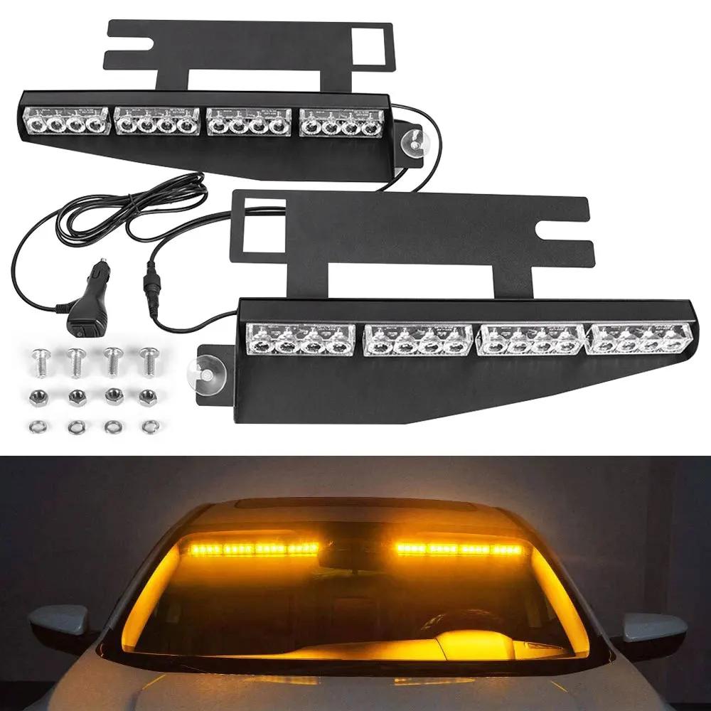 32 LED Emergency Strobe Lights Visor Safety Warning Hazard Dash Windshield Light for Volunteer Vehicles Trucks