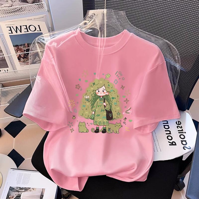 Cotton short-sleeved t-shirt pure width 2025 new summer women's half-sleeved foreign-style top t-shirt