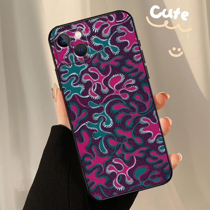African Fabric Print Phone Case For iPhone 17 Air 12 13 Mini 11 14 15 16 Pro Max Plus 16e 17 Pro Max Back Cover