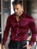 European Fit Men's Shiny Mercerized Cotton Long Sleeve Business Shirt