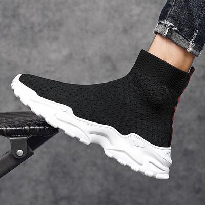 Socks and Shoes Men's Fly-woven Mesh Men's Shoes High-top Lazy One-pedal Casual Single Shoes Large-size Sports Men's Shoes
