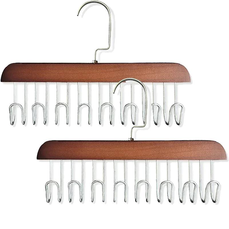 1/1pc Wooden Sling Hanger Organizer with Multiple Hook Multi-functional Women Storage Bra Hanger Home Wardrobe Storage Rack
