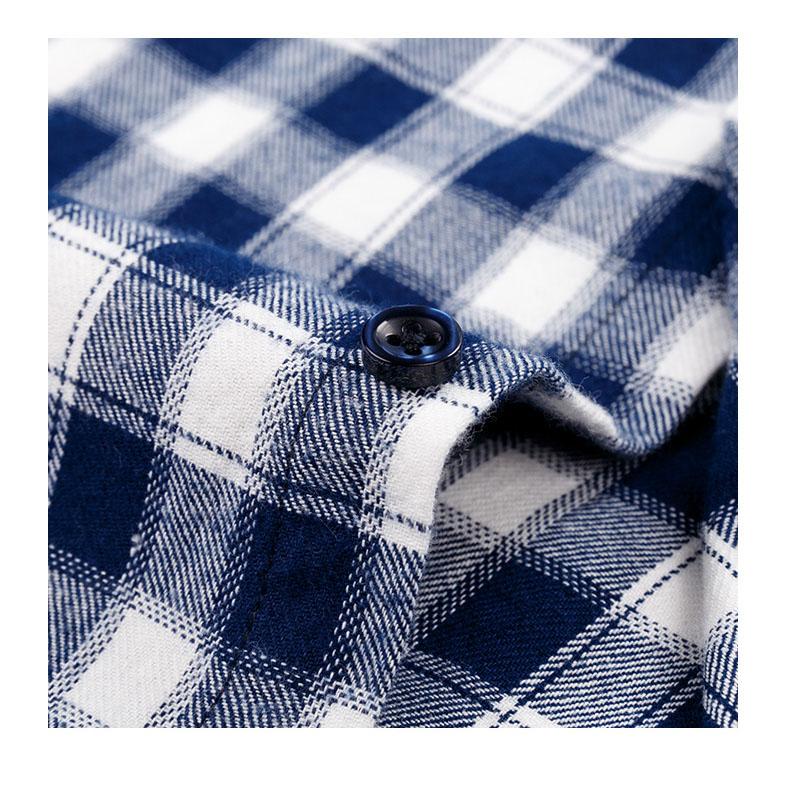 New Winter/Autumn Cotton Brushed Long Sleeve Men Plaid Shirts Soft Comfortable Plus Size Business Casual