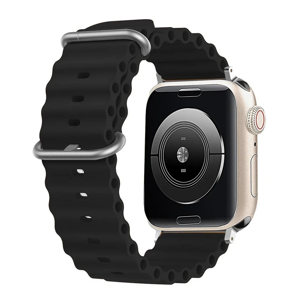 Silicone Ocean Strap For Apple Watch Band Ultra3/2 49mm Correas iWatch Series11 10 9 8 7 SE3 6 46 40 44mm 41 45 42mm 38mm Bands