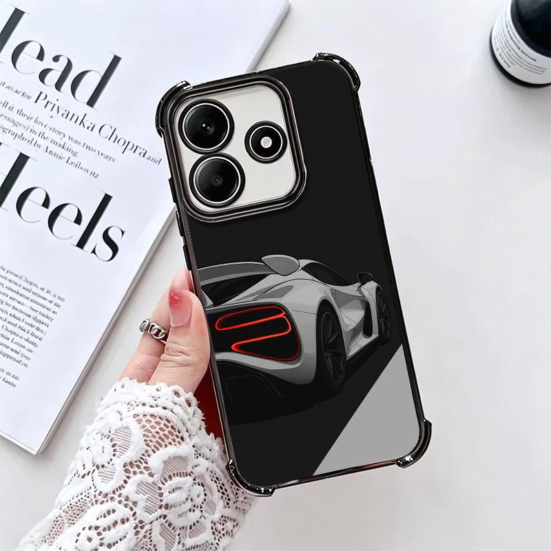 Black White Sports Cars Aesthetics Plating Phone Case For Xiaomi Redmi Note 14 15 Pro Plus 13 12 11 11S 11T 10 9S 9 5G Anti-Fall