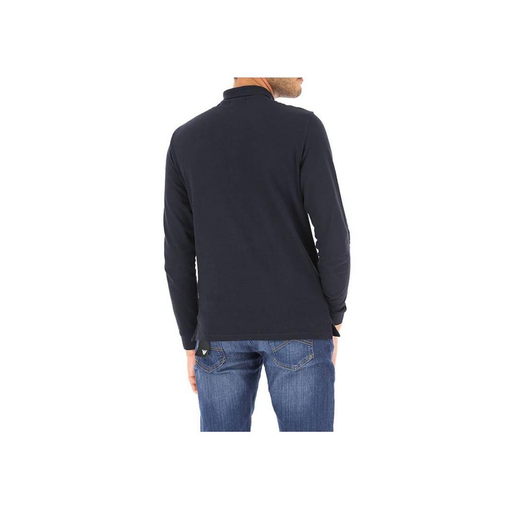 Emporio Armani Solid Color Casual Long Sleeve Polo Shirt Men tops Dark-Blue 8N1F13-1J0SZ-0939