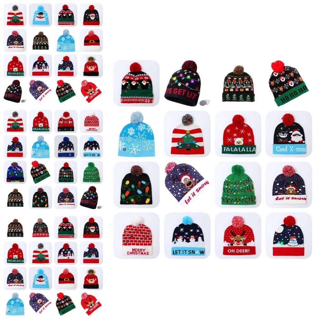 Unique Patterned Christmas Beanie Hat With Bright Led Lights For Winter Cheer