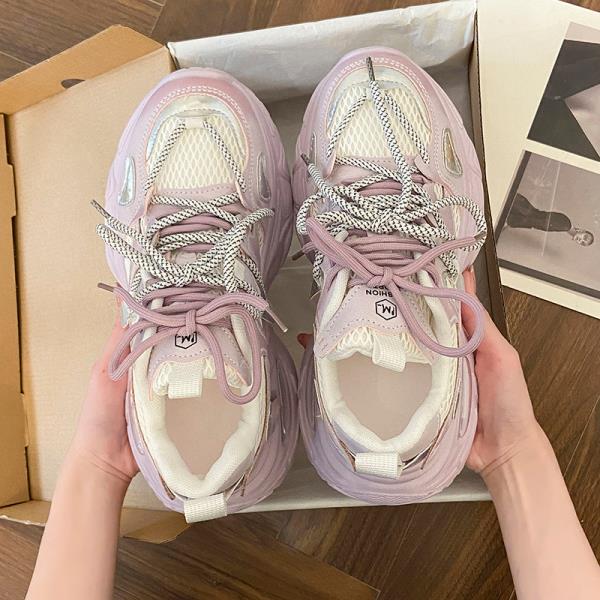 Fashion Shoes Women's Sneakers With Platform Tennis Female Woman-shoes Thick Sole 2025 Trainers Mesh Roses Summer Sneakers Mesh Women's