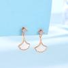 Sansheng Has Apricot Ginkgo Leaf Stud Earrings, Female Mori Small Fresh and Fashionable Versatile White Fritillary Earrings.