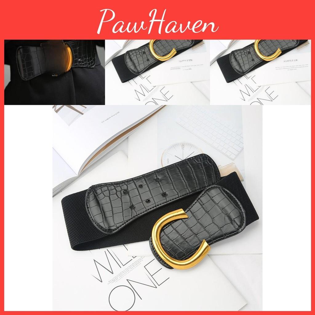 Buckle Ushaped Smooth Black Belt Womens Coat Dress Versatile Decoration