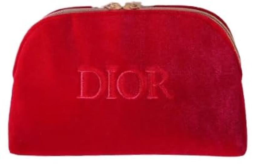 Dior Christian Dior Dior Red Pouch Velvet Cosmetic Pouch Novelty Pouch Logo [Used]