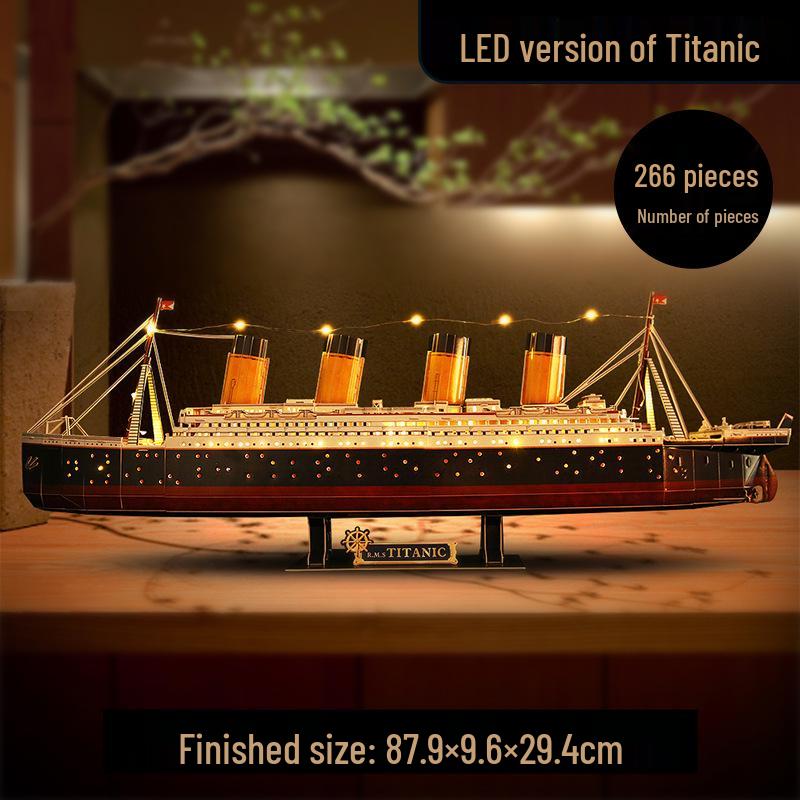 Lewo 3D Puzzle LED Black Pearl Pirate Ship - High Difficulty Stress Relief for Adults