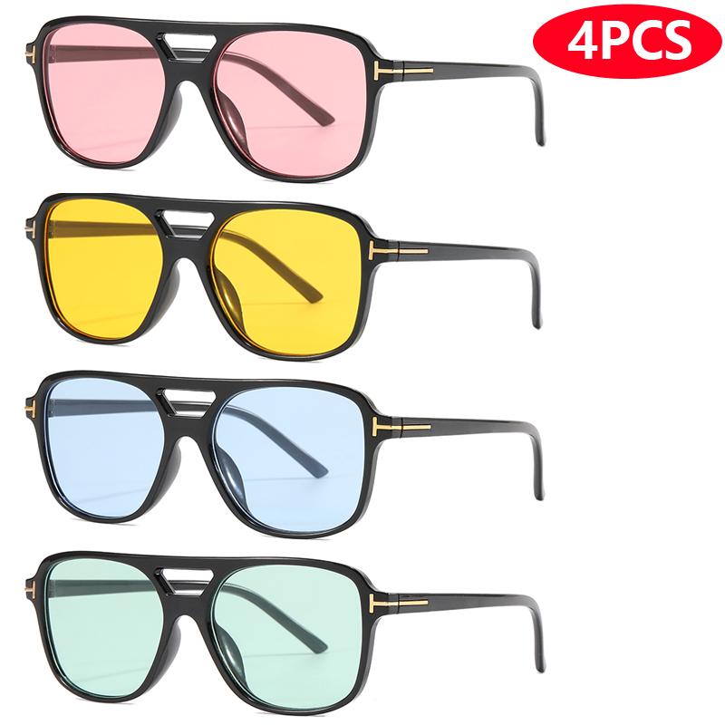 Premium 9pcs/4pcs Double Bridge Sun Glasses Oversize Candy Color Goggles Ladies Classic Fashion Oval Pilot Sunglasses UV400 Oculos De Sol