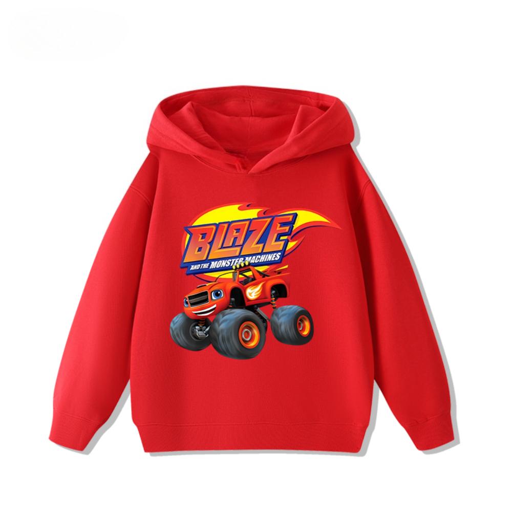 Speed Cyclone Car Team Monster Flame Car Children's Hoodies Boys and Girls' Clothing Autumn and Winter Warm Children's Hoodies