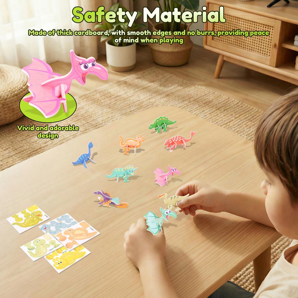 3D Jigsaw Puzzles Kids Animal/Dinosaur Educational Toys DIY Cardboard Puzzles Paper Puzzle Cartoon Model Toy Children's Day Gift
