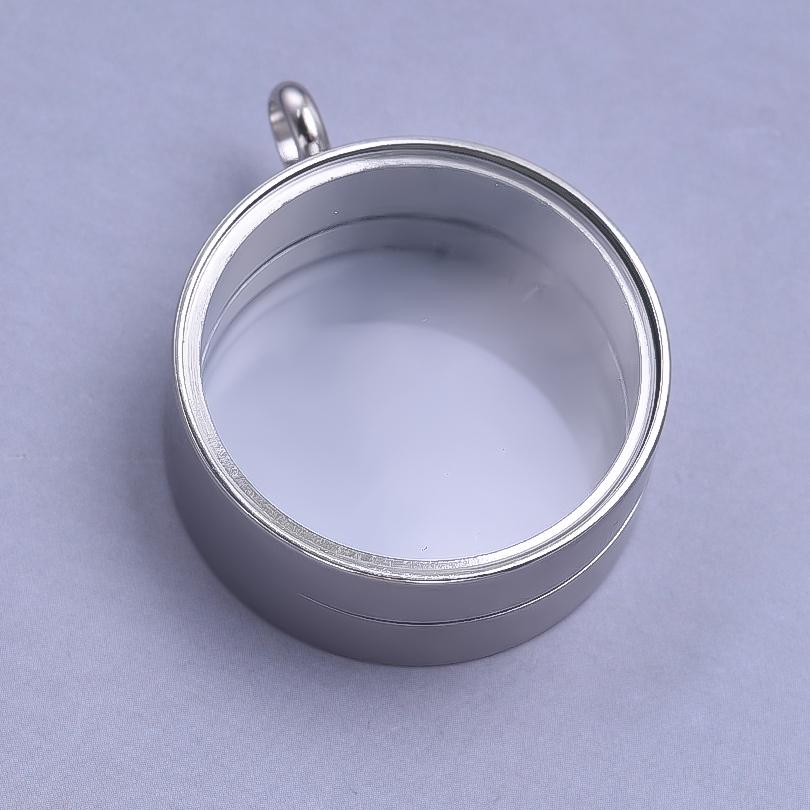 Thickness 10mm Innner Size 15-45mm Stainless Steel Locket Pendants For Jewelry Makings Supplies Round Glass Twist Screw Lockets