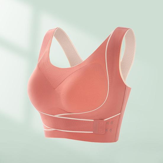 Front Cross Side Buckle Sports Bra for Women Wireless Posture Correction Bra Full Coverage Push