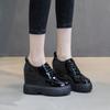 Fashion 11CM High Heels Pu Leather Platform Wedge Sneaker Women Shoes inner heighten Women Pumps Autumn Spring Lace Up Platform Shoes