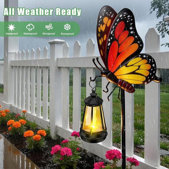 Butterfly Solar Light for Outside Waterproof Metal Pathway Light with Stake for Yard Patio Porch Lawn Decor Birthday Gifts for Women Mom