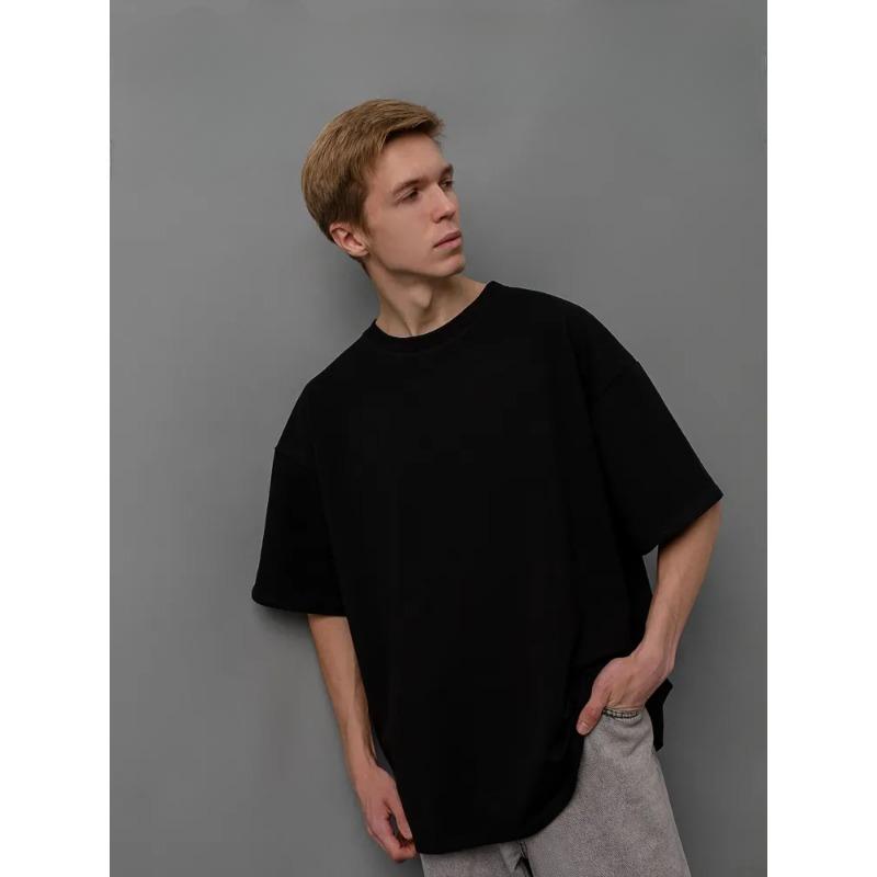 Sommer Rundhals Locker Baumwoll-T-Shirts Basic Einfarbig Vielseitig Kurzarm Herren-T-Shirts