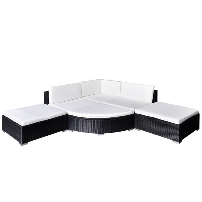 VidaXL Salon de jardin 6 pcs avec coussins Résine tressée Noir