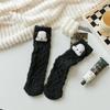 Women's Black and White Coral Fleece Non-Shedding Mid-Tube Socks – Thickened, Plus Velvet, Perfect for Autumn/Winter Home Comfort