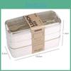 Wheat Fiber Straw Threelayer Square Plastic Lunch Box Student Adult Lunch Box With Tableware Can