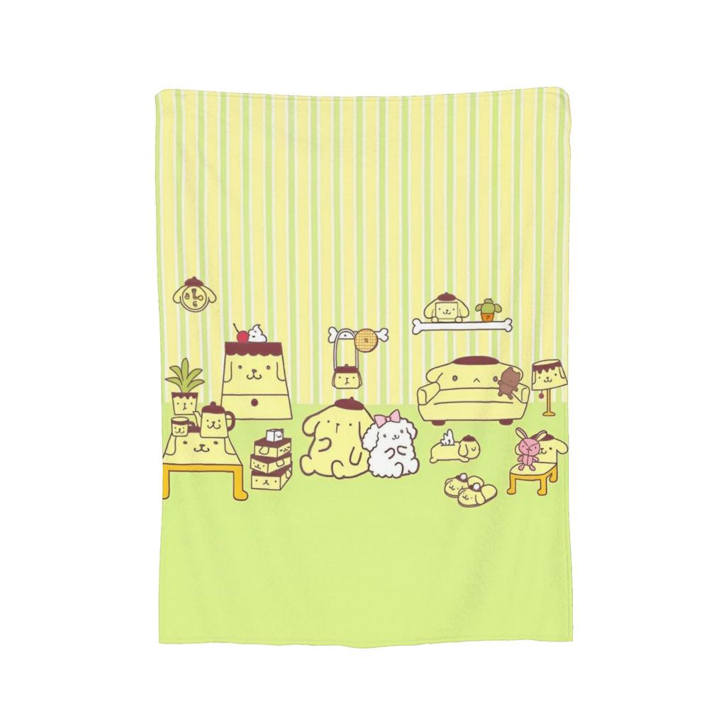 Cartoon Pom Pom Purin Plüschdecke Lustige Überwurfdecke für Zuhause Hotel Sofa 150*125cm Steppdecke,